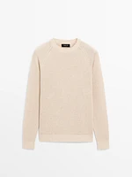 Linen blend crew neck sweater