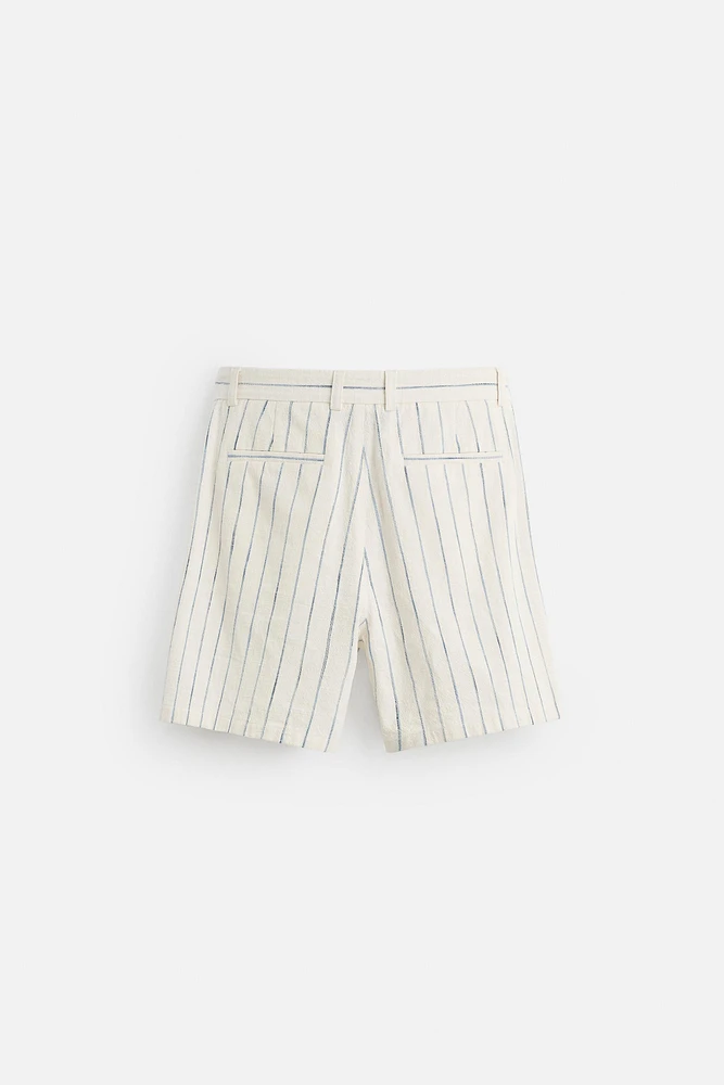TEXTURED STRIPED SHORTS