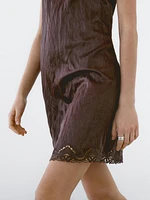 Mini dress with blonde lace detail