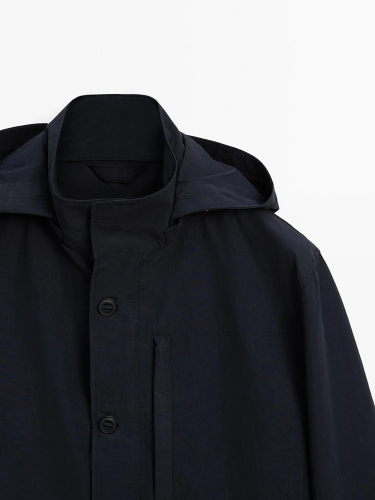 Cotton blend hooded parka