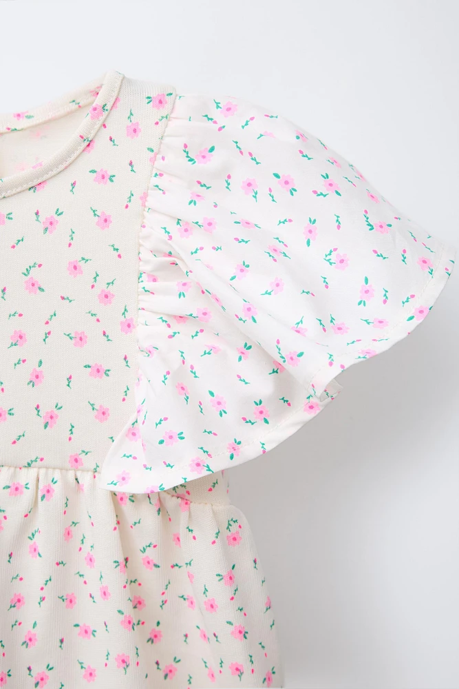 RUFFLED COMBINATION DRESS