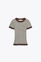 T-SHIRT À RAYURES ET VOLANTS