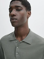 100% merino wool knit sweater with polo collar