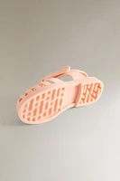RUBBERIZED CAGE SANDALS WITH HOOK-AND-LOOP STRAP