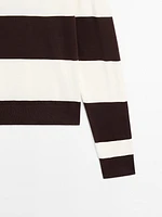 Pull en maille à col polo et rayures