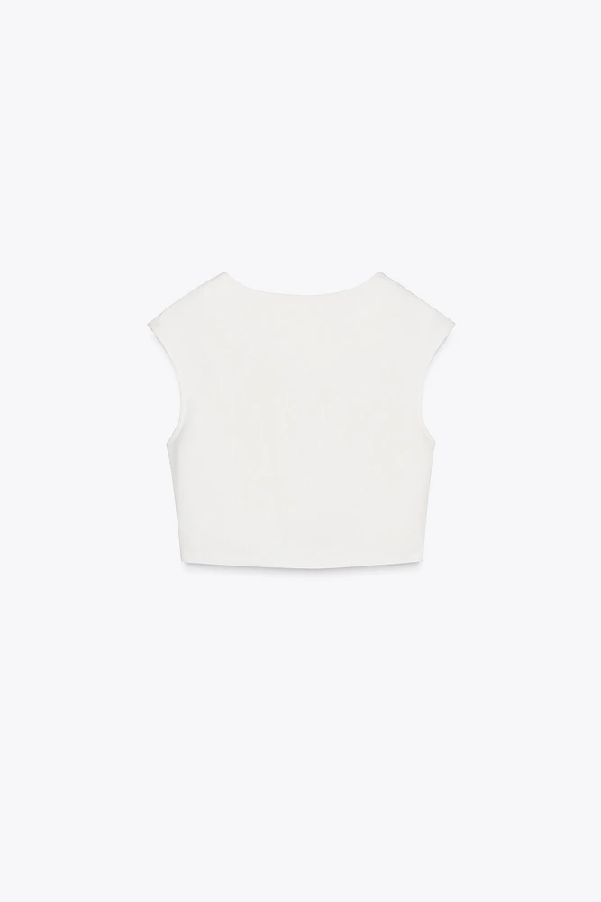 BUTTONED CREPE TOP