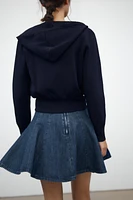 PLAIN HOODED CARDIGAN