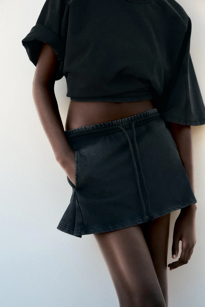WASHED HEAVY COTTON MINI SKIRT