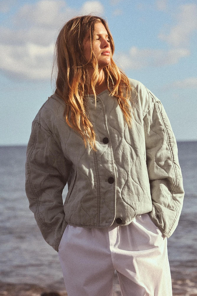 WASHED-EFFECT QUILTED JACKET