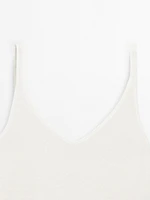 100% linen top with ruffled hem