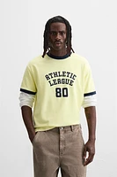 T-SHIRT CÔTELÉ CONTRASTE TEXTE