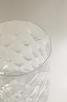 CRYSTALLINE TUMBLER WITH RAISED DESIGN