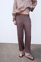 SATIN EFFECT PRINTED PANTS