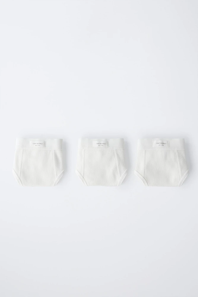 6-14 ANS/ LOT DE TROIS SLIPS CÔTELÉS ÉTIQUETTE