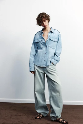 DENIM SHIRT WITH EPAULETS