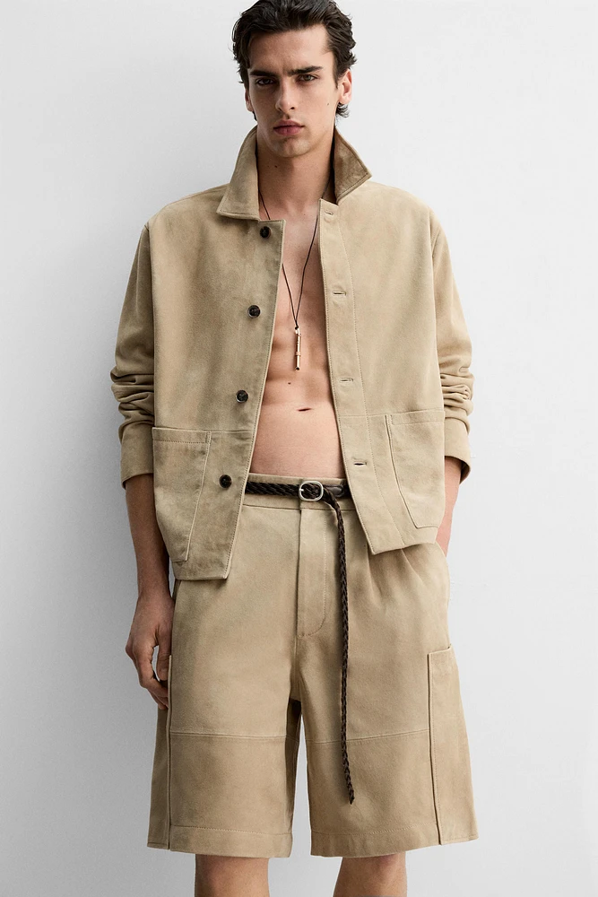 SUEDE CARGO SHORTS