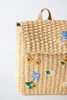 FLORAL RAFFIA BACKPACK