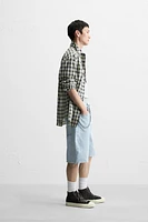 EMBROIDERED BAGGY FIT DENIM SHORTS