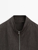 Faded total look linen bomber jacket