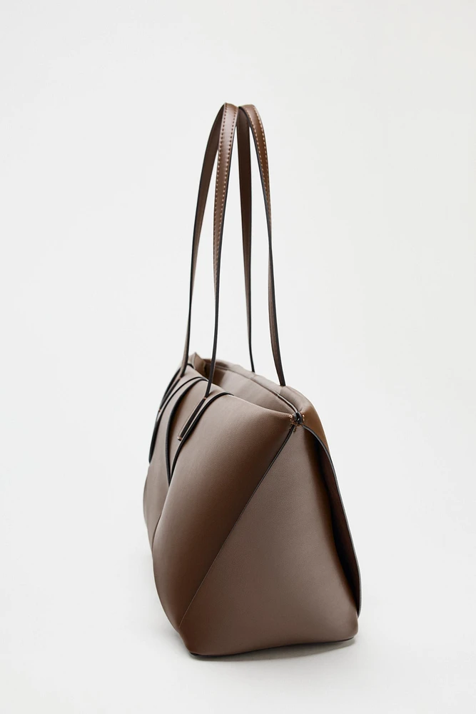 LONG WOVEN SHOPPER BAG