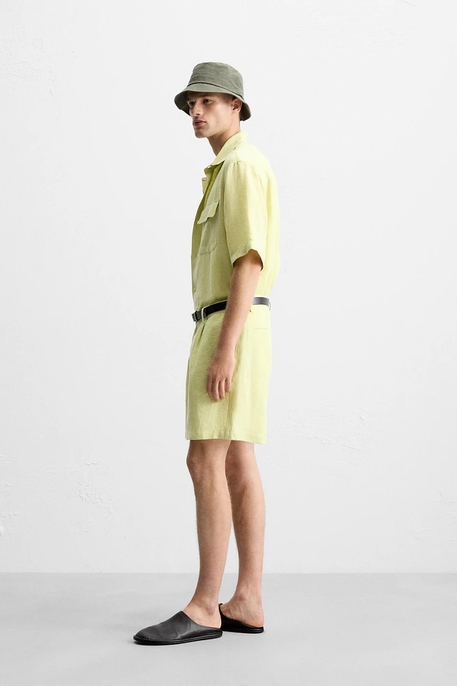 100% LINEN BERMUDA SHORTS