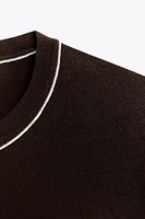 TRIMMED SHORT SLEEVE KNIT TOP