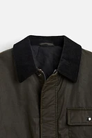 WAXED PARKA WITH CONTRAST COLLAR