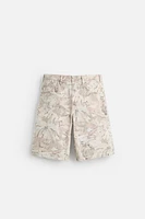 ABSTRACT PRINT DENIM SHORTS