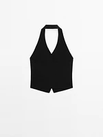 Knit halter neck waistcoat