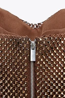 RHINESTONE DRAPED TOP