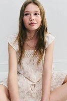 EMBROIDERED RUFFLE DRESS
