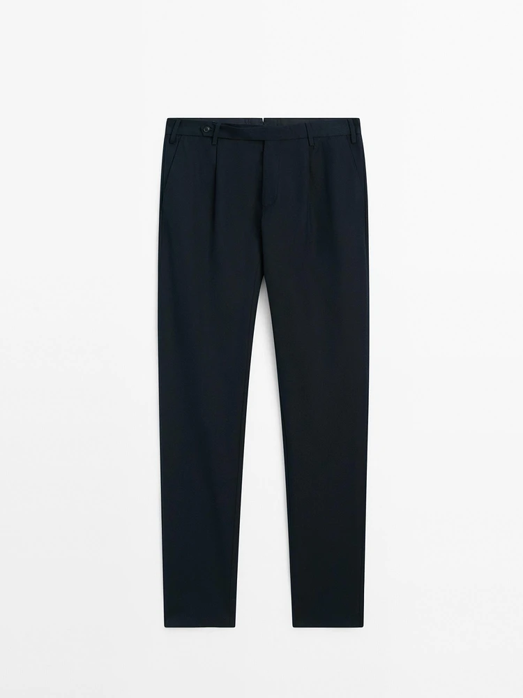 Pantalon à pinces en coton mélangé
