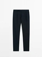 Pantalon à pinces en coton mélangé