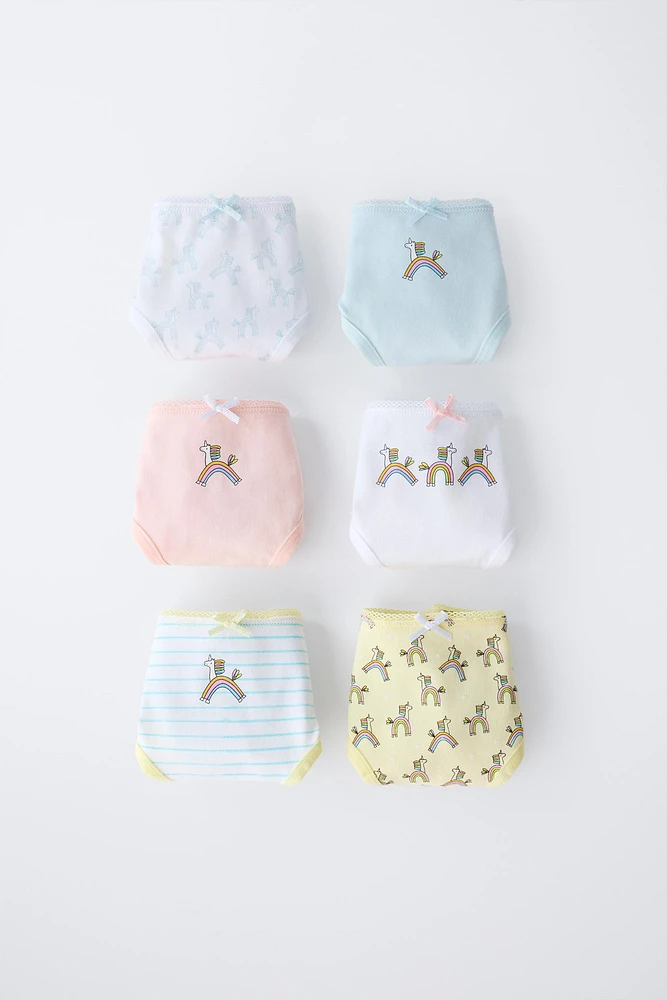 2-6 ANS/ LOT DE SIX CULOTTES LICORNES