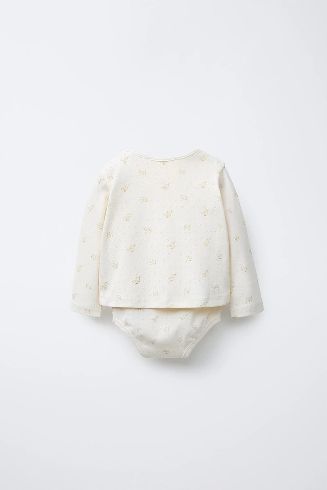 POINTELLE PRINT BODYSUIT AND JACKET PACK