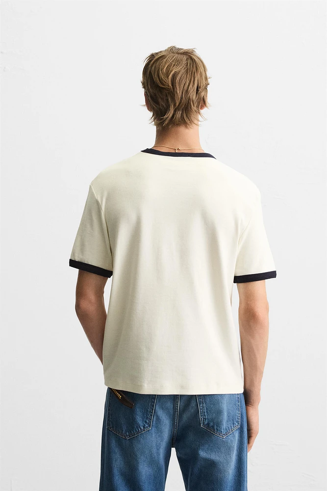 T-SHIRT CÔTELÉ CONTRASTE BASIQUE