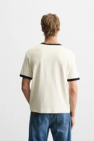 T-SHIRT CÔTELÉ CONTRASTE BASIQUE