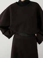 Jupe longue fendue laine mélangée