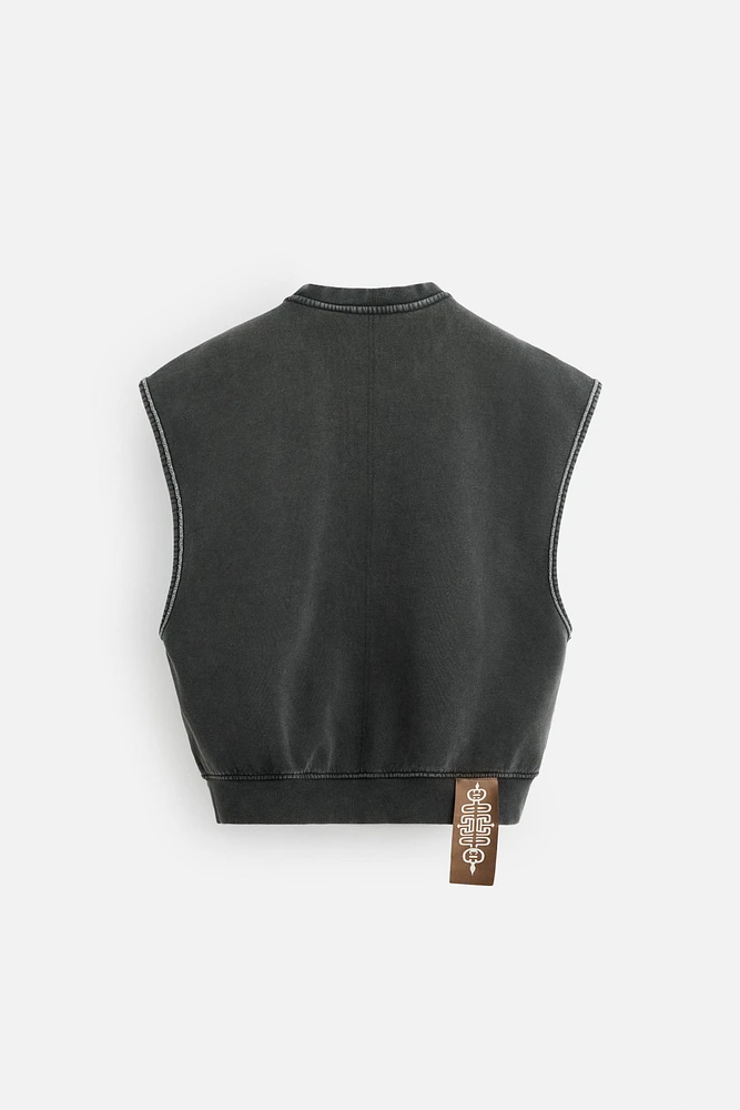 WASHED FLEECE VEST