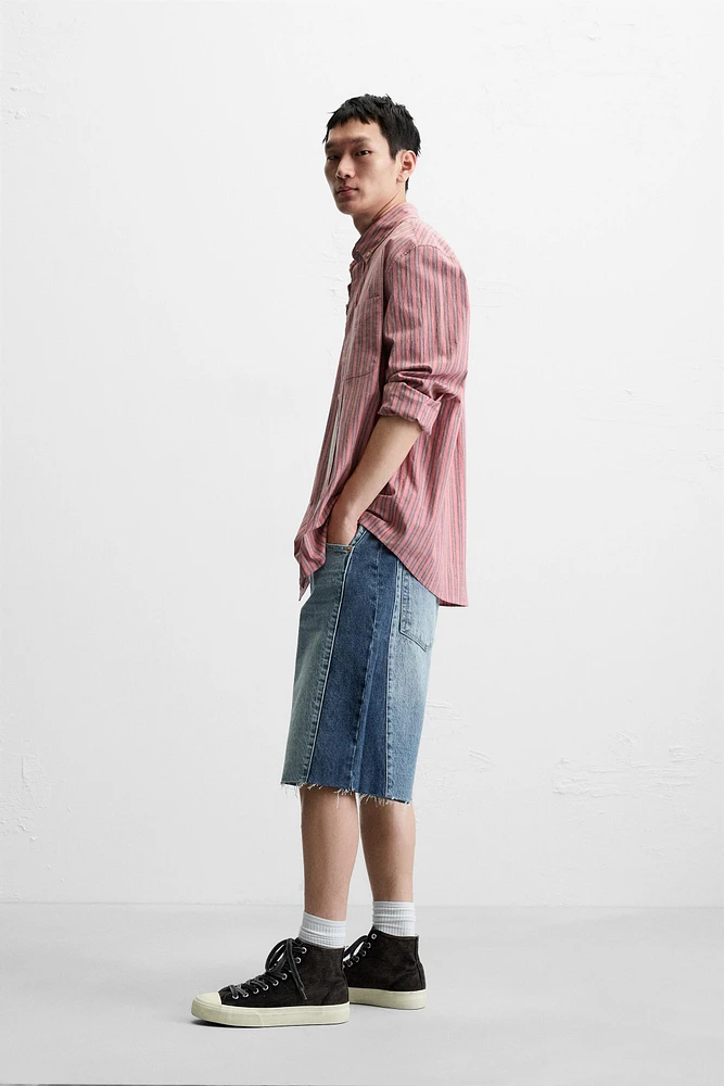 CONTRAST BANDS DENIM SHORTS