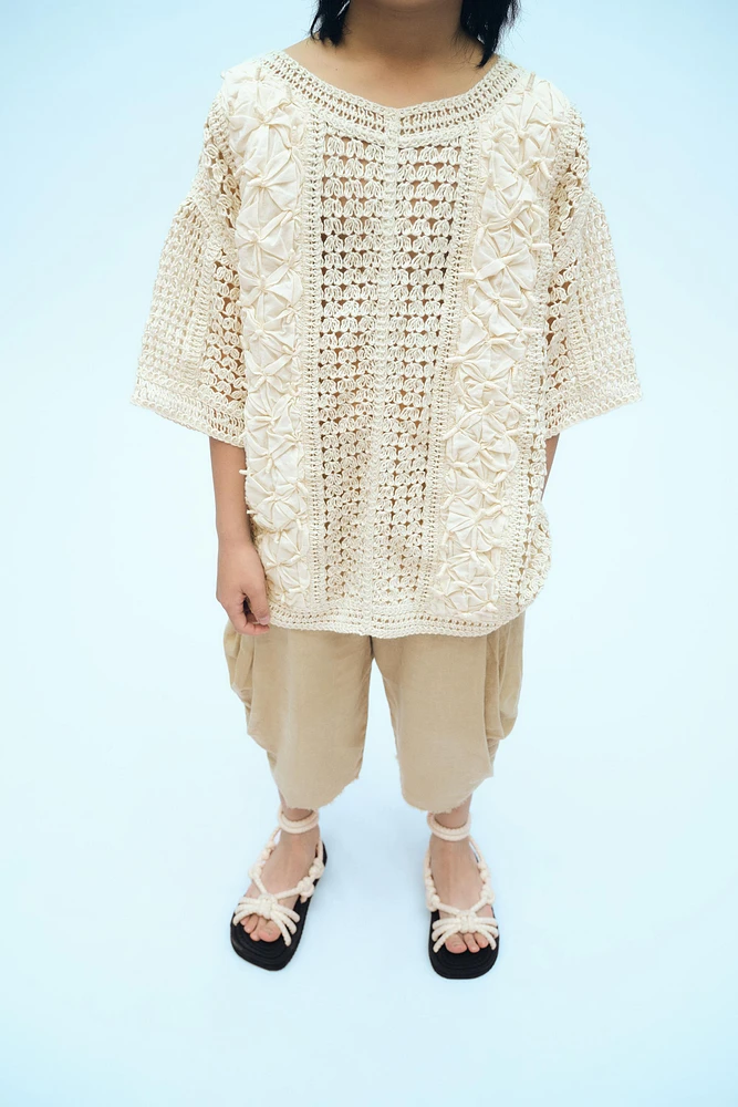 COMBINED CROCHET KNIT T-SHIRT X FANGLU LIN