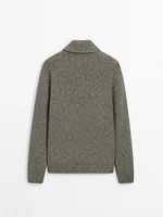 Cotton blend mock neck sweater