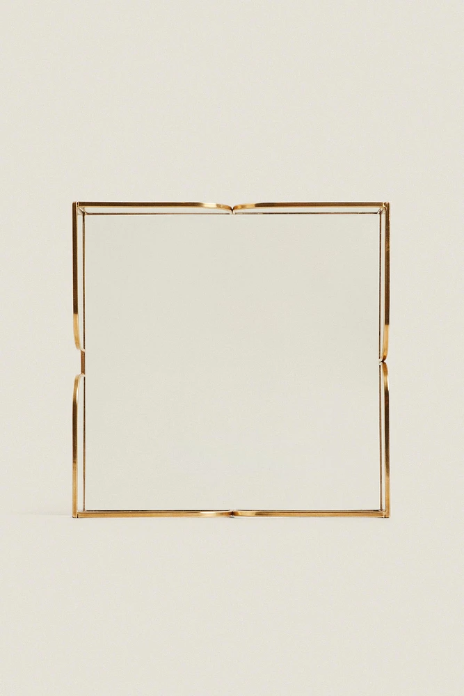 GLASS NAPKIN HOLDER WITH METAL TRIM