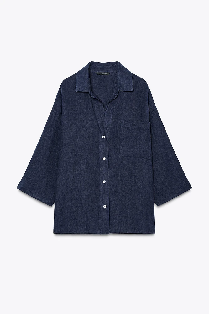 ZW COLLECTION 100% LINEN OVERSIZED SHIRT