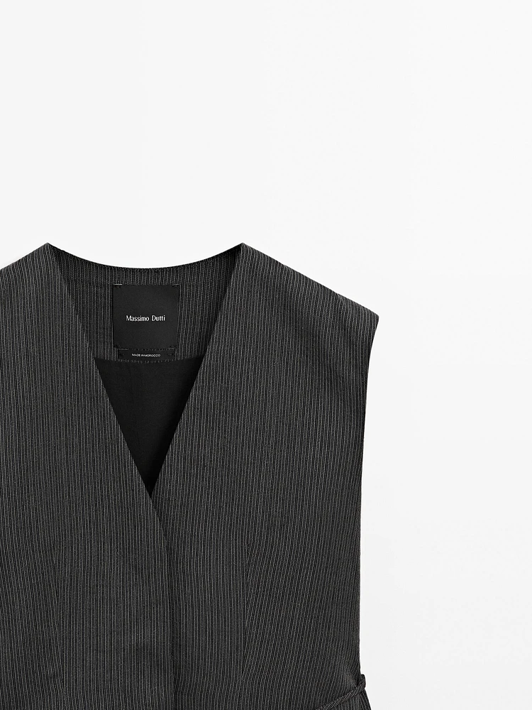 Cotton blend waistcoat with ribbon detail