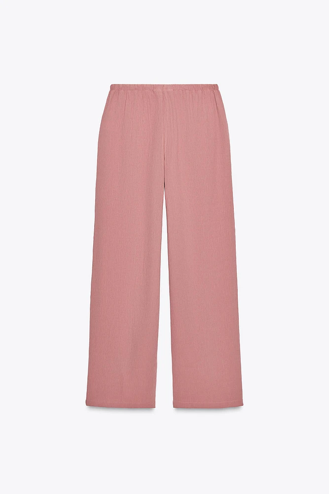 WRINKLE EFFECT WIDE LEG PANTS