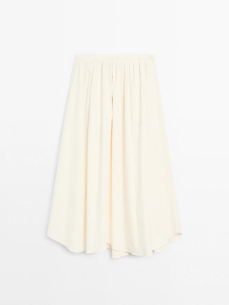 Stripe print flared midi skirt