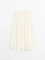 Stripe print flared midi skirt