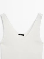 Top à dentelle en coton mélangé