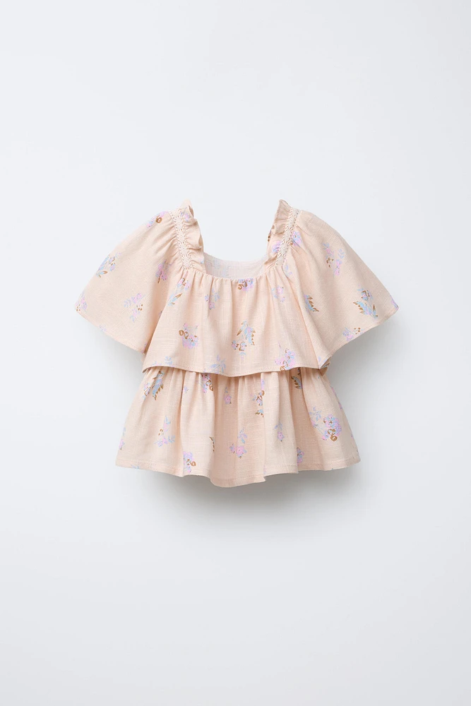 LINEN RUFFLE BLOUSE